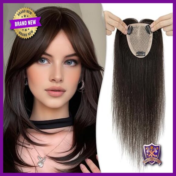 Human Hair Topper No Bangs 16 Inch 150% Density Remy Hair Piece main image 4